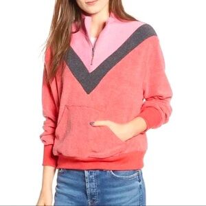 WILDFOX NWT Soto Pink Fleece Quarterzip Sweatshirt